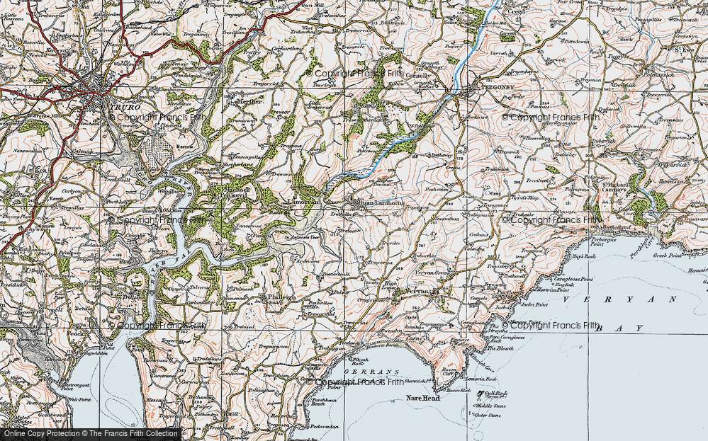 Old Map of Ruan Lanihorne, 1919 in 1919