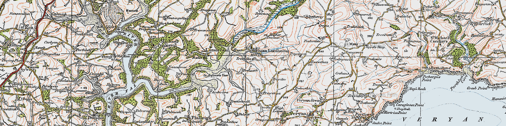 Old map of Ruan Lanihorne in 1919