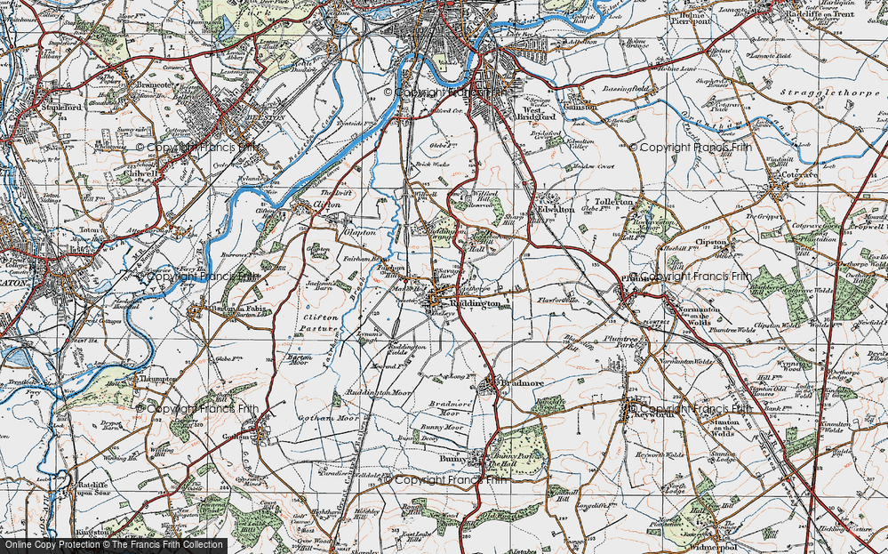 Old Map of Ruddington, 1921 in 1921