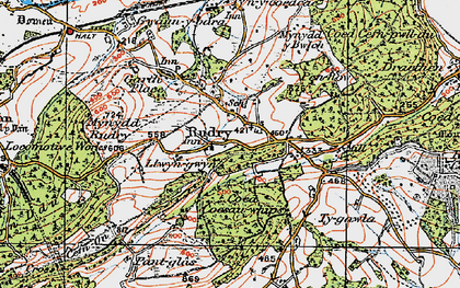 Old map of Rudry in 1919