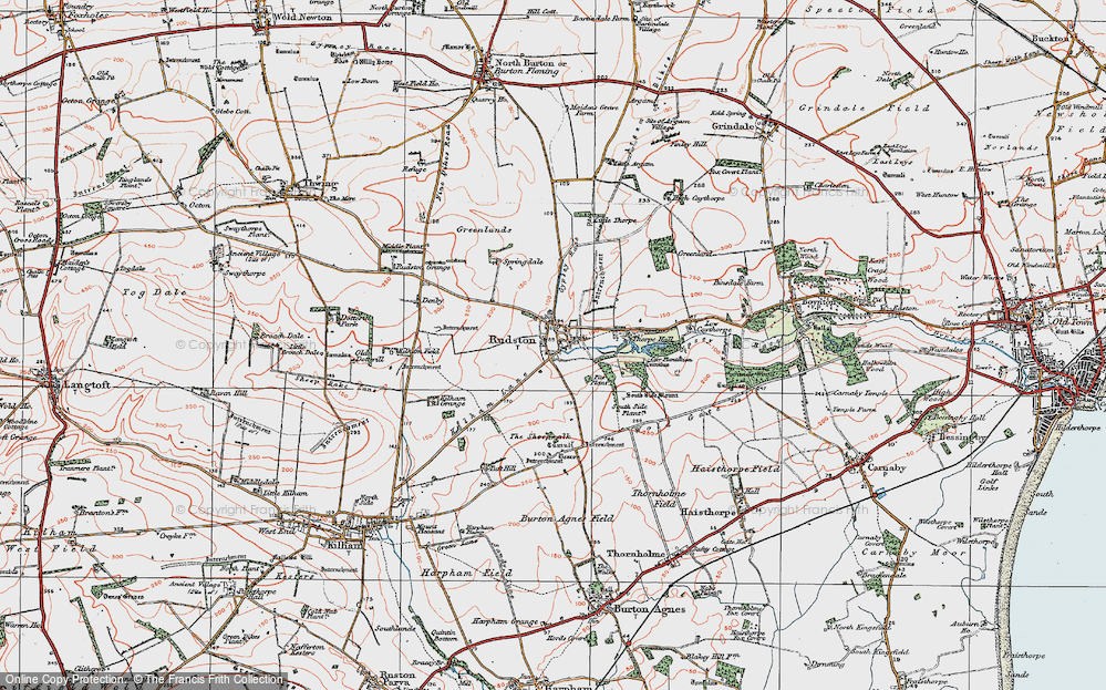 Old Map of Rudston, 1924 in 1924