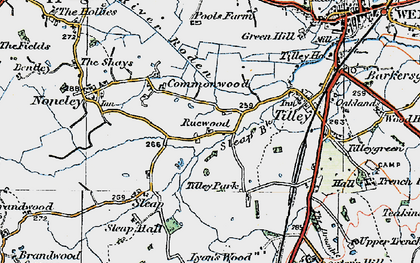 Old map of Ruewood in 1921