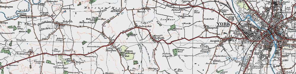 Old map of Rufforth in 1924
