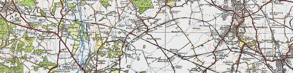 Old map of Ruislip Gardens in 1920