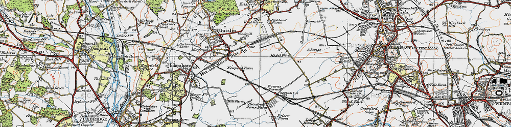 Old map of Ruislip Manor in 1920