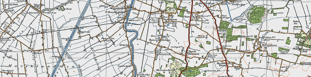 Old map of Runcton Holme in 1922