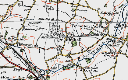 Old map of Runhall in 1921