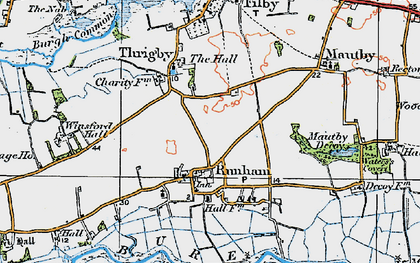 Old map of Runham in 1922