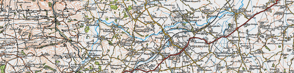 Old map of Runnington in 1919