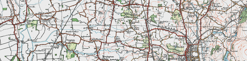 Old map of Runshaw Moor in 1924
