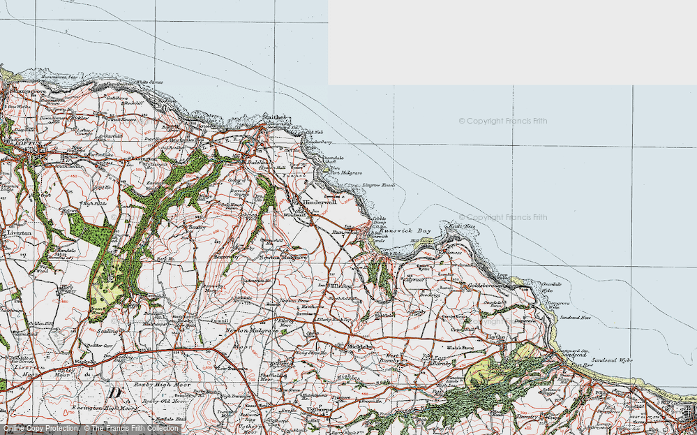 Old Map of Runswick Bay, 1925 in 1925