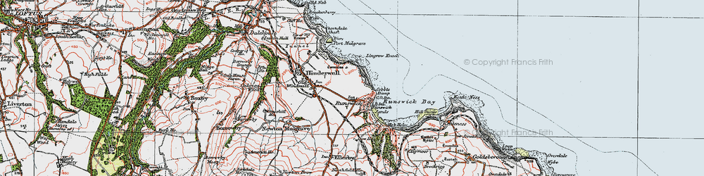 Old map of Runswick Bay in 1925