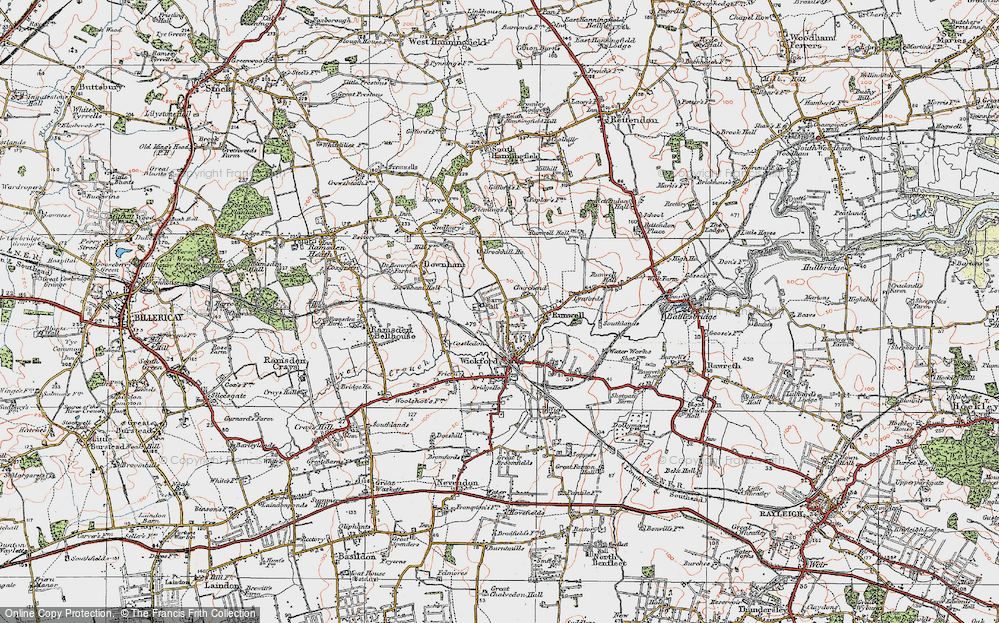 Old Map of Runwell, 1921 in 1921