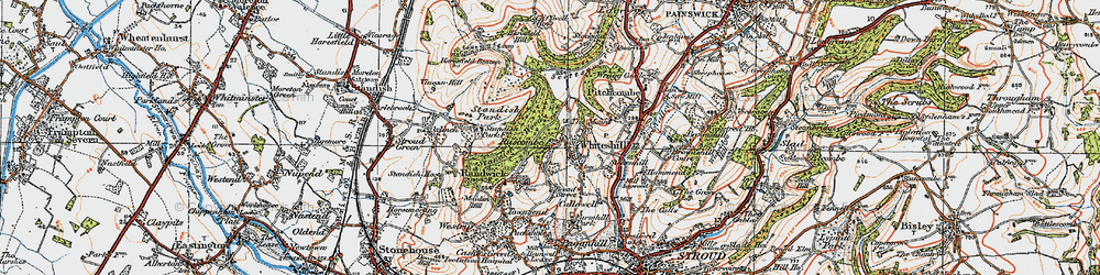 Old map of Ruscombe in 1919