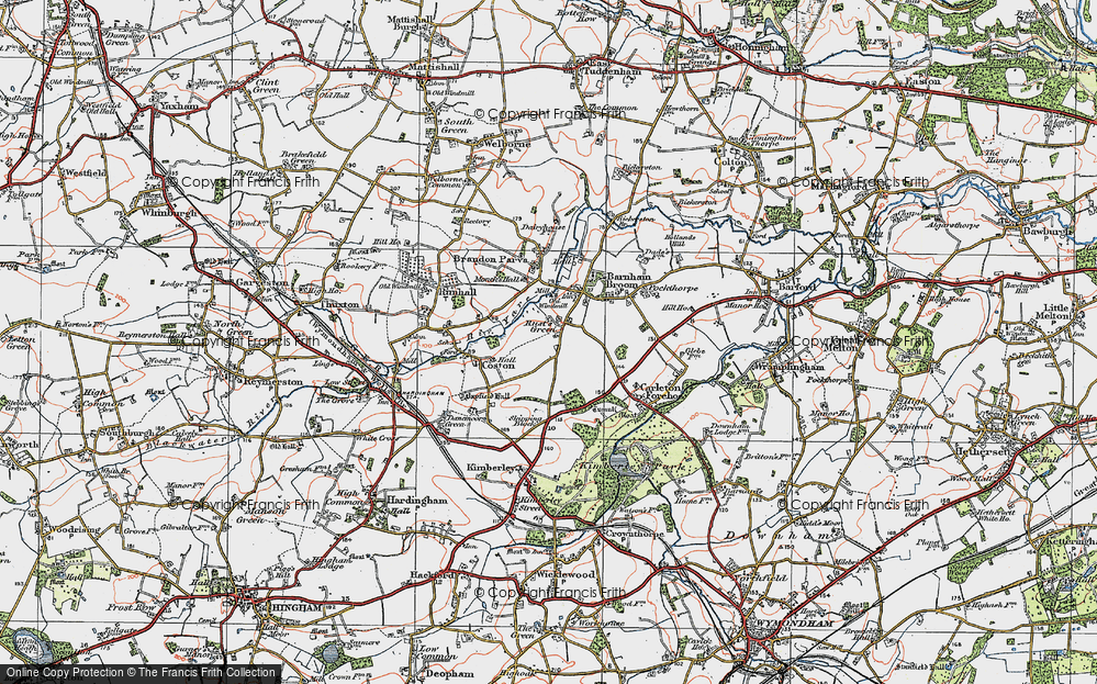 Old Map of Rush Green, 1921 in 1921