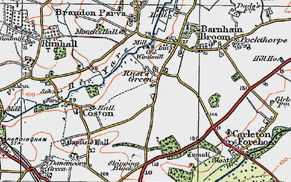 Old map of Rush Green in 1921