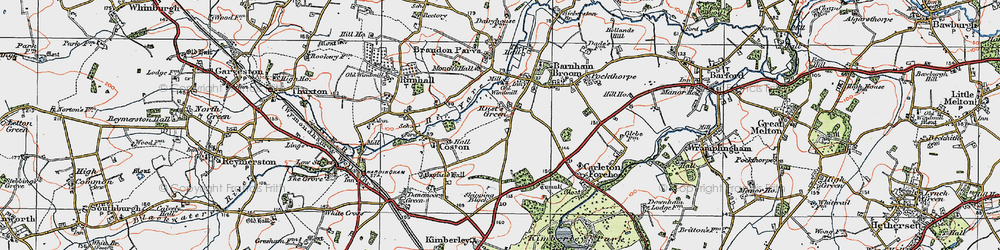 Old map of Rush Green in 1921