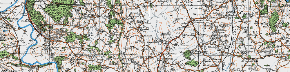Old map of Rushall in 1920