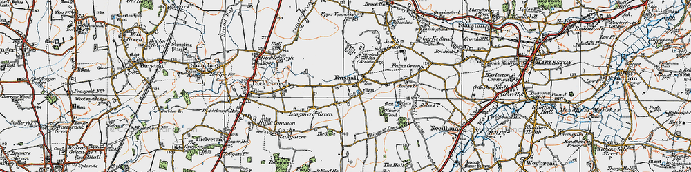 Old map of Rushall in 1921