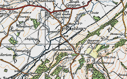 Old map of Rushbury in 1921
