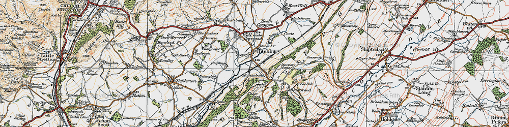 Old map of Rushbury in 1921