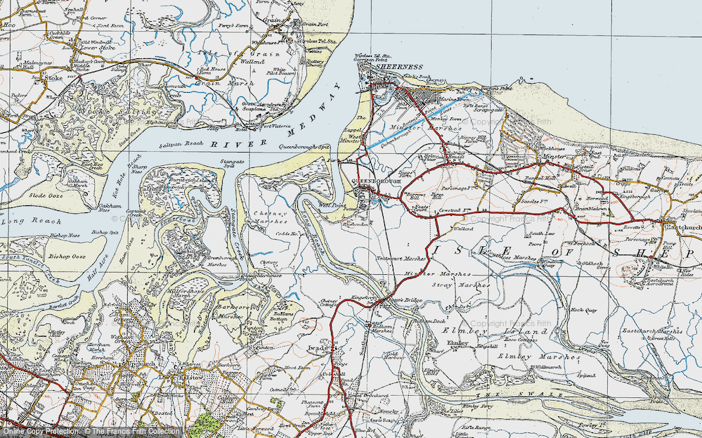 Old Map of Historic Map covering West Swale in 1921