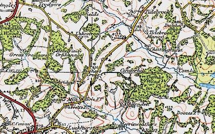 Old map of Rusher's Cross in 1920