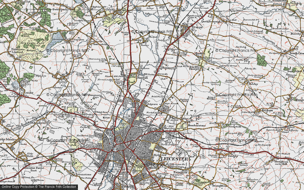 Old Map of Rushey Mead, 1921 in 1921