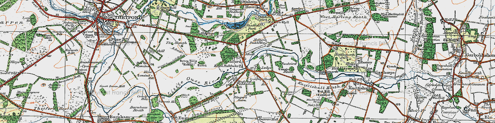 Old map of Rushford in 1920