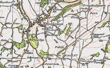 Old map of Rushmere in 1919