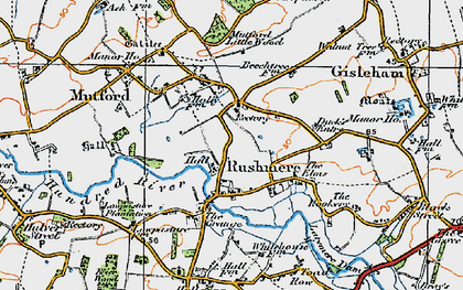 Old map of Rushmere in 1921
