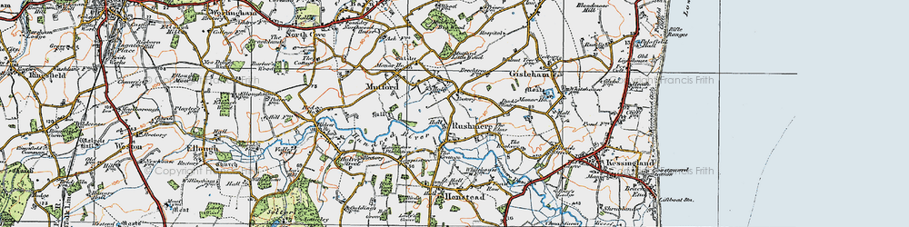 Old map of Rushmere in 1921