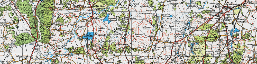 Old map of Rushmoor in 1919