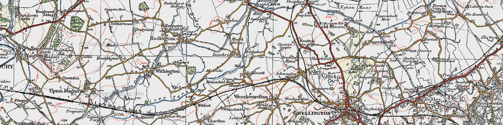 Old map of Rushmoor in 1921