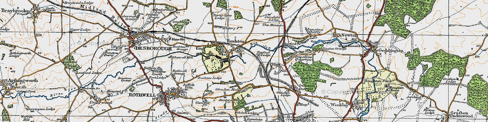 Old map of Rushton in 1920