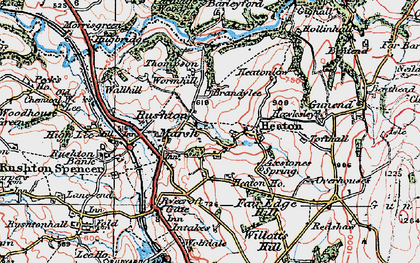 Old map of Rushton Spencer in 1923