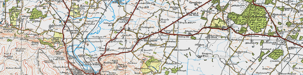 Old map of Rushy Green in 1920