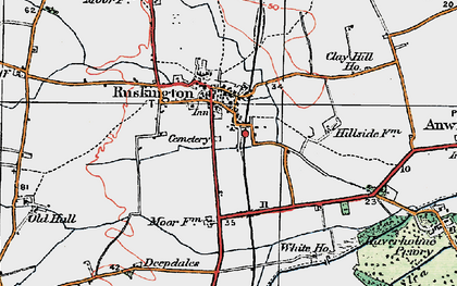 Old map of Ruskington in 1922