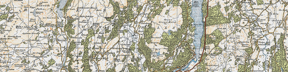 Old map of Rusland Cross in 1925