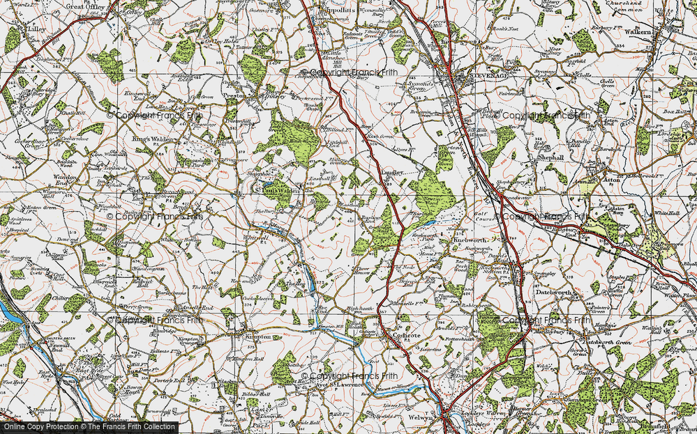 Old Map of Rusling End, 1920 in 1920