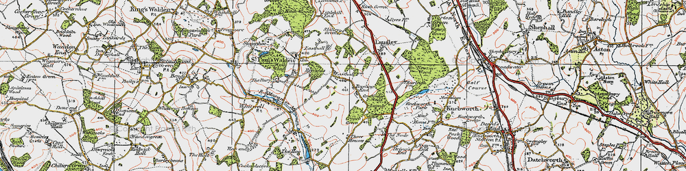 Old map of Rusling End in 1920