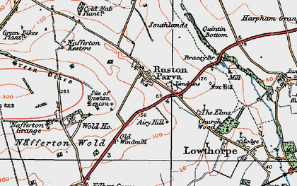 Old map of Ruston Parva in 1924