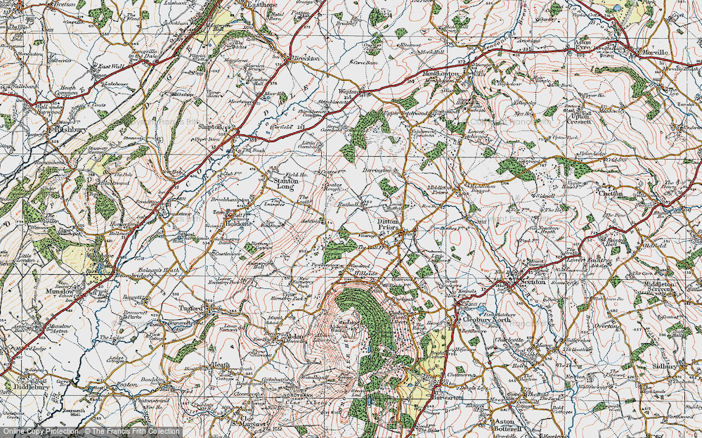 Old Map of Ruthall, 1921 in 1921