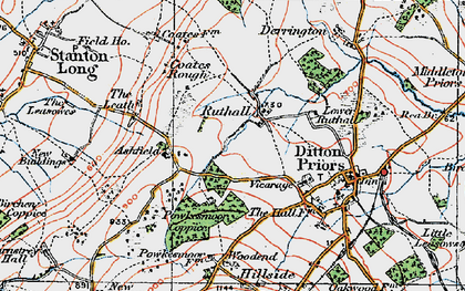 Old map of Ruthall in 1921
