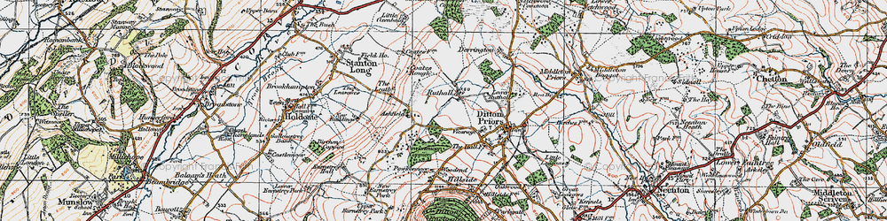 Old map of Ruthall in 1921