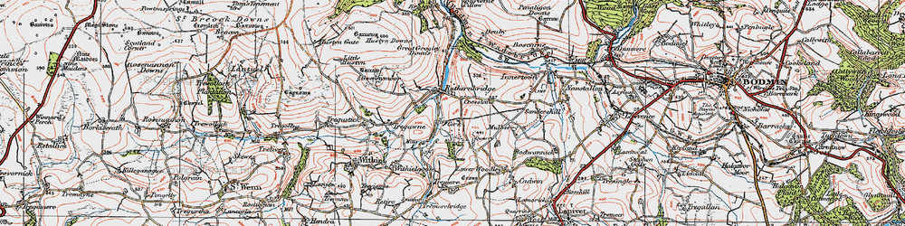 Old map of Ruthernbridge in 1919