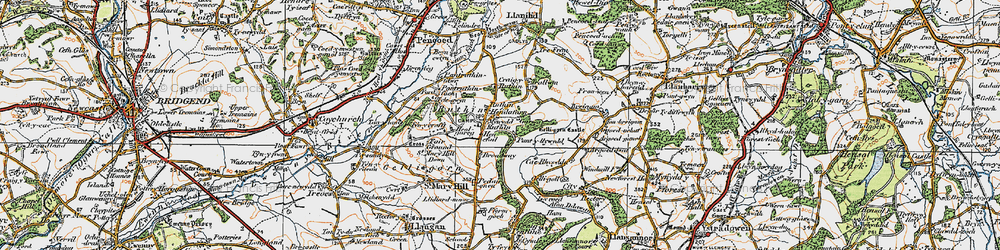 Old map of Ruthin in 1922