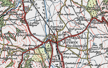 Old map of Ruthin in 1924