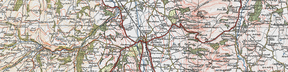 Old map of Ruthin in 1924