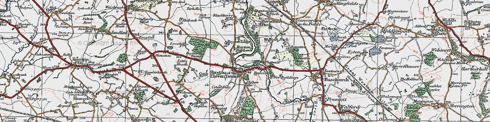 Old map of Ruyton-XI-Towns in 1921
